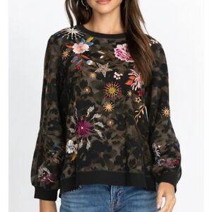 Johnny Was Multicolor Embroidered Sweatshirt